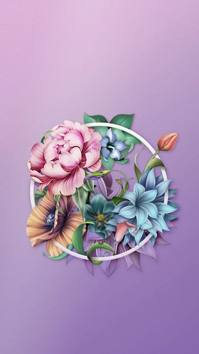 Design floral vibrante: Um buquê artístico de flores coloridas