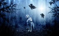 Majestic Wolves in a Mysterious Forest Light