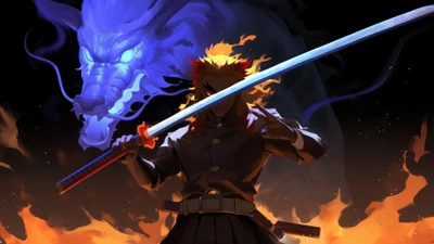 Kyojuro Rengoku: O Hashira da Chama lutando contra demônios