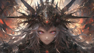 Fantasy Queen with White Hair and Spiked Crown