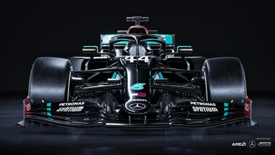 мерседес амг ф1 w11 eq performance, mercedes amg f1 w11 eq performance, формула 1, формула е гоночный автомобиль, тёмный фон