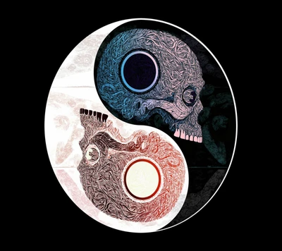 Arte de Caveira Yin Yang: Uma Fusão de Vida e Morte