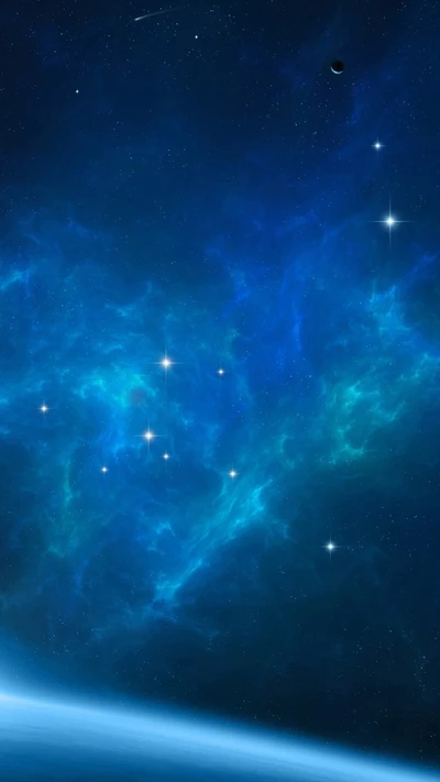 azul, espaço, estrelas, universo