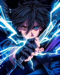 anime, clan, eyes, fighting, lightining