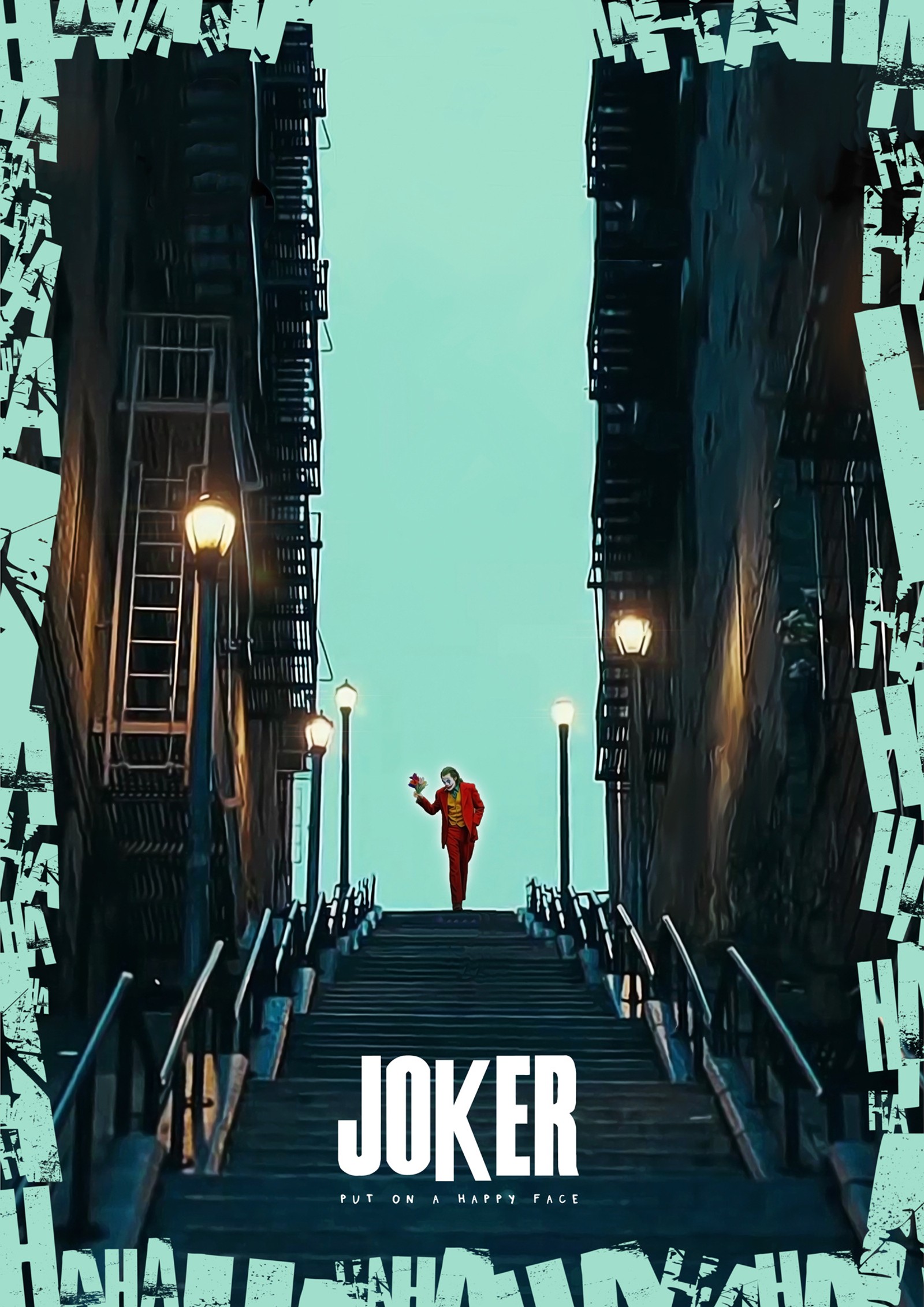 Una imagen borrosa de un hombre subiendo un conjunto de escaleras (joaquin phoenix, joker, joker 2019, película joker)