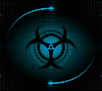 biohazard, glühen, neon, zeichen