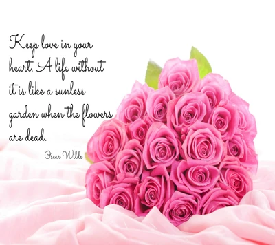 love quote, lovely roses pink