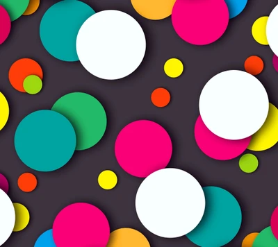 Colorful Abstract 3D Circles on Dark Background