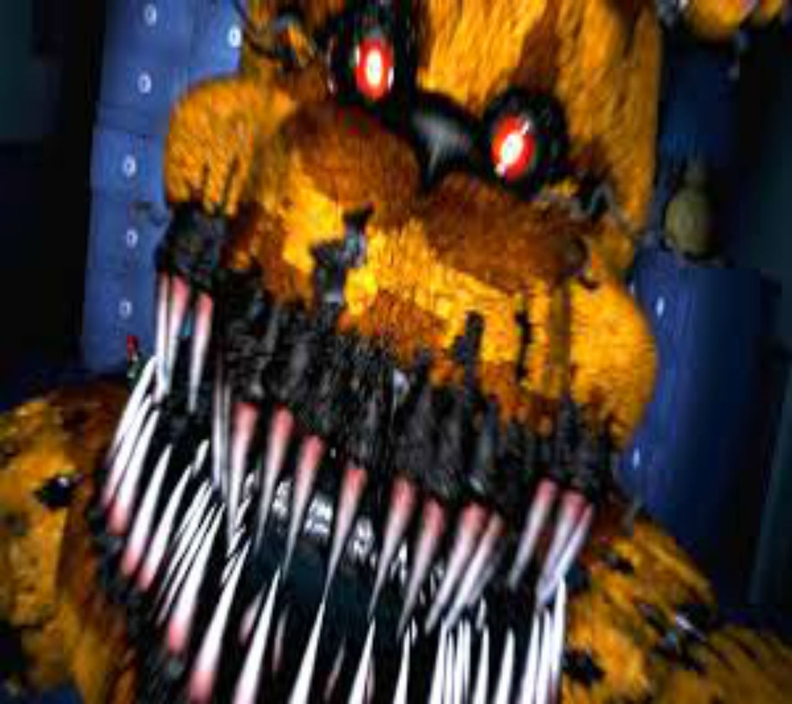 Es gibt ein falsches fünfäugiges monster mit zahnbürsten darauf (fnaf, fnaf4, albtraum aniamatronics)