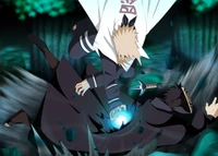 Minato Namikaze konfrontiert Naruto Uzumaki in einem dynamischen Kampf