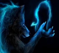 animal, azul, lobo