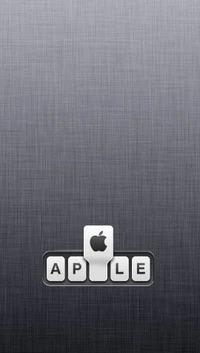 Stylized Apple Logo with Keyboard Keys on Textured Background