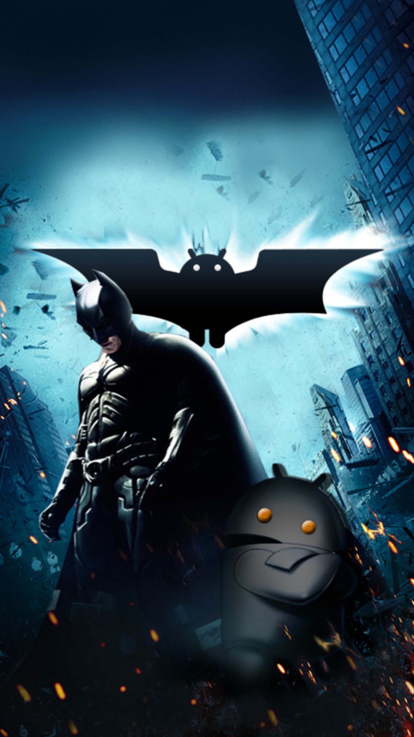 Скачать обои android, batman, чёрный