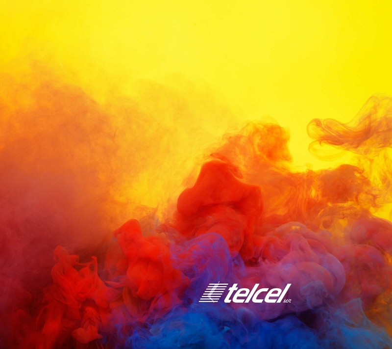 Близкий план цветного облака дыма с логотипом telcel на нем (галактика, мексика, s4, s5, s6)