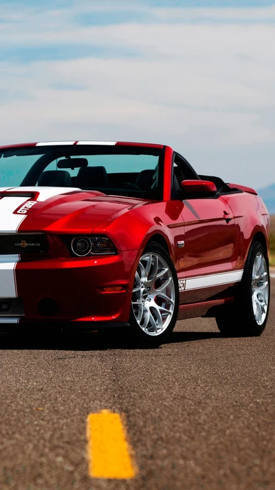 ford mustang, natur, rot, straße