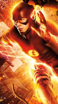 Dynamic Hero in Red: The Flash Harnessing Speed and Lightning