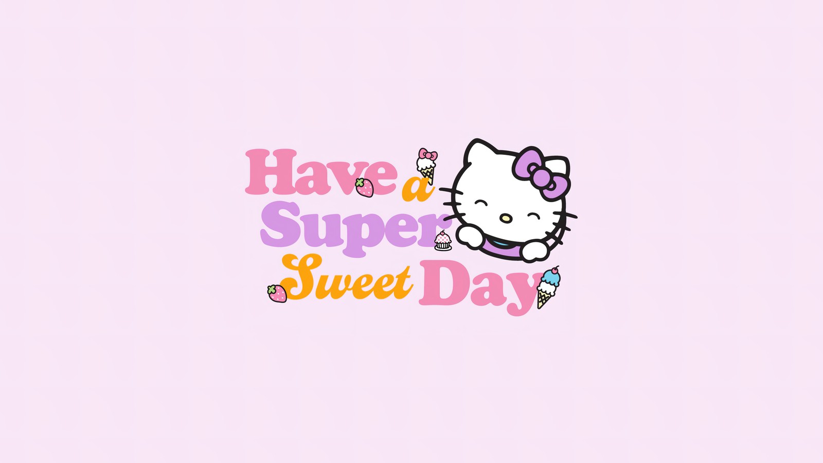 Скачать обои хорошего дня, have a super day, фоновый рисунок hello kitty, милый, цитаты