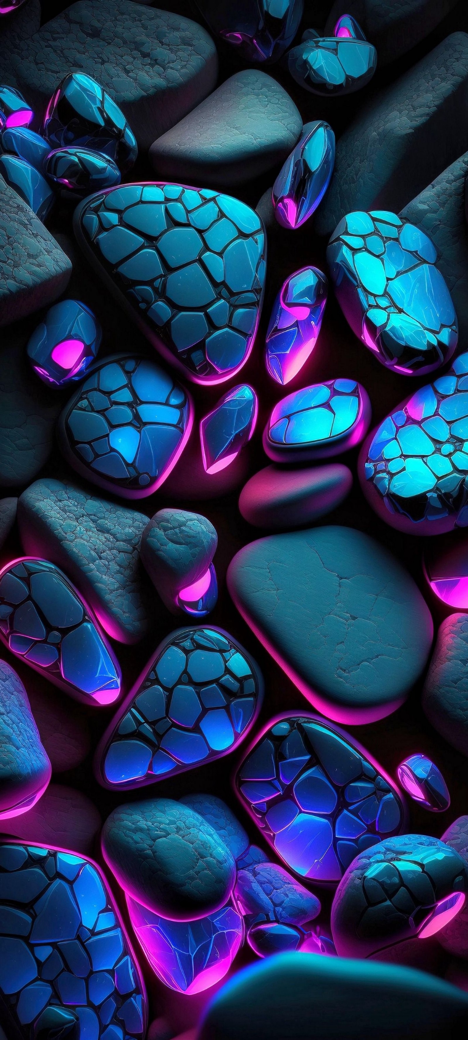 A close up of a bunch of rocks with blue and purple lights (cobalt blue, colorfulness, light, blue, fluid)