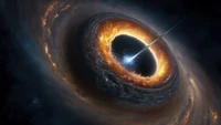 black, hole, space, digital art wallpaper