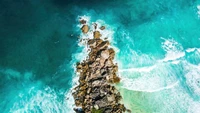 rocky, praia, mar, visão aérea, cenário