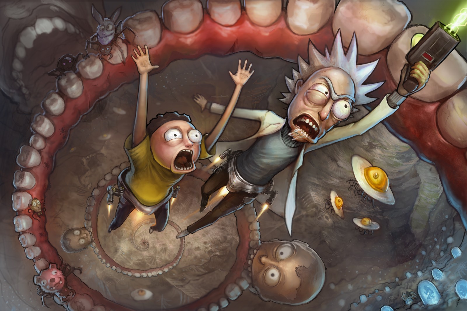 rick sanchez, morty smith, cartoon, art, illustration wallpaper