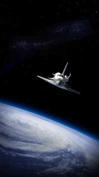 Spacecraft in Orbit Above Earth’s Atmosphere