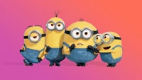 Minions colorés sur un fond dégradé