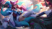 ahri, beautiful, spirit blossom, league of legends, lol wallpaper