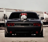 preto, dodge challenger, muscle cars, vermelho, estrada