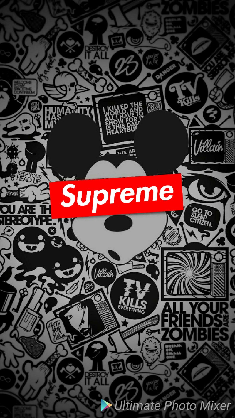 Обои с мickey mouse supreme обои с мickey mouse supreme (микки, mickey, mickey mouse, мышь, supreme)