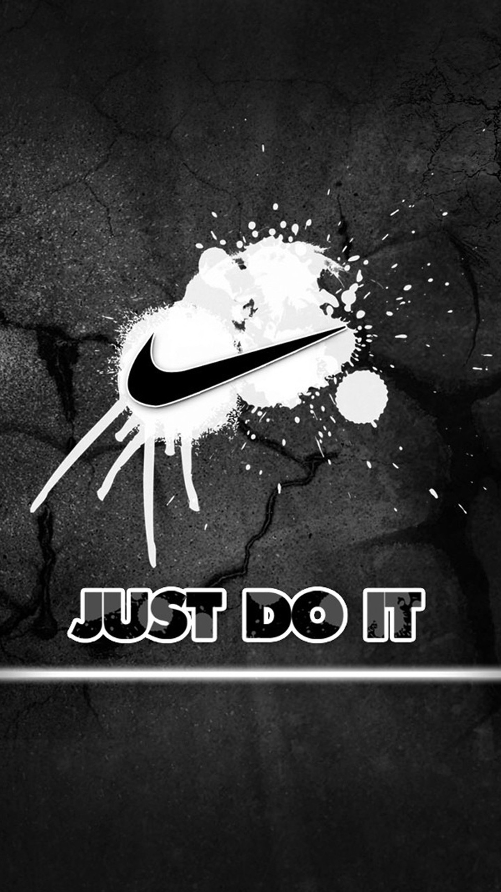 A black and white photo of a nike logo with a splaty paint splat (2016, awesome, color, new, nike)