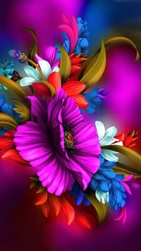 Vibrant Floral Arrangement in Bold Colors