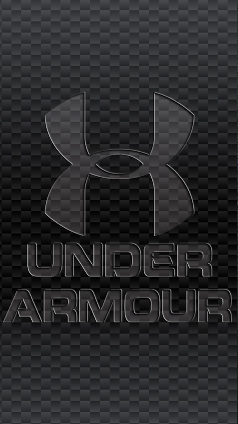 Логотип under armour на черном фоне (доспехи, бренд, углерод, спорт, под)