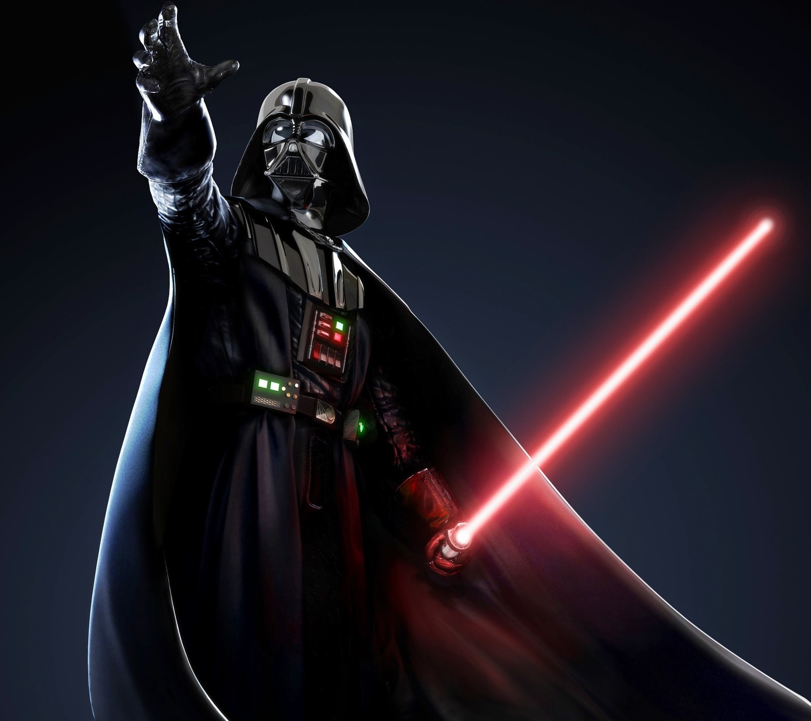 Darth vader com um sabre de luz vermelho na mão (darth, vader)