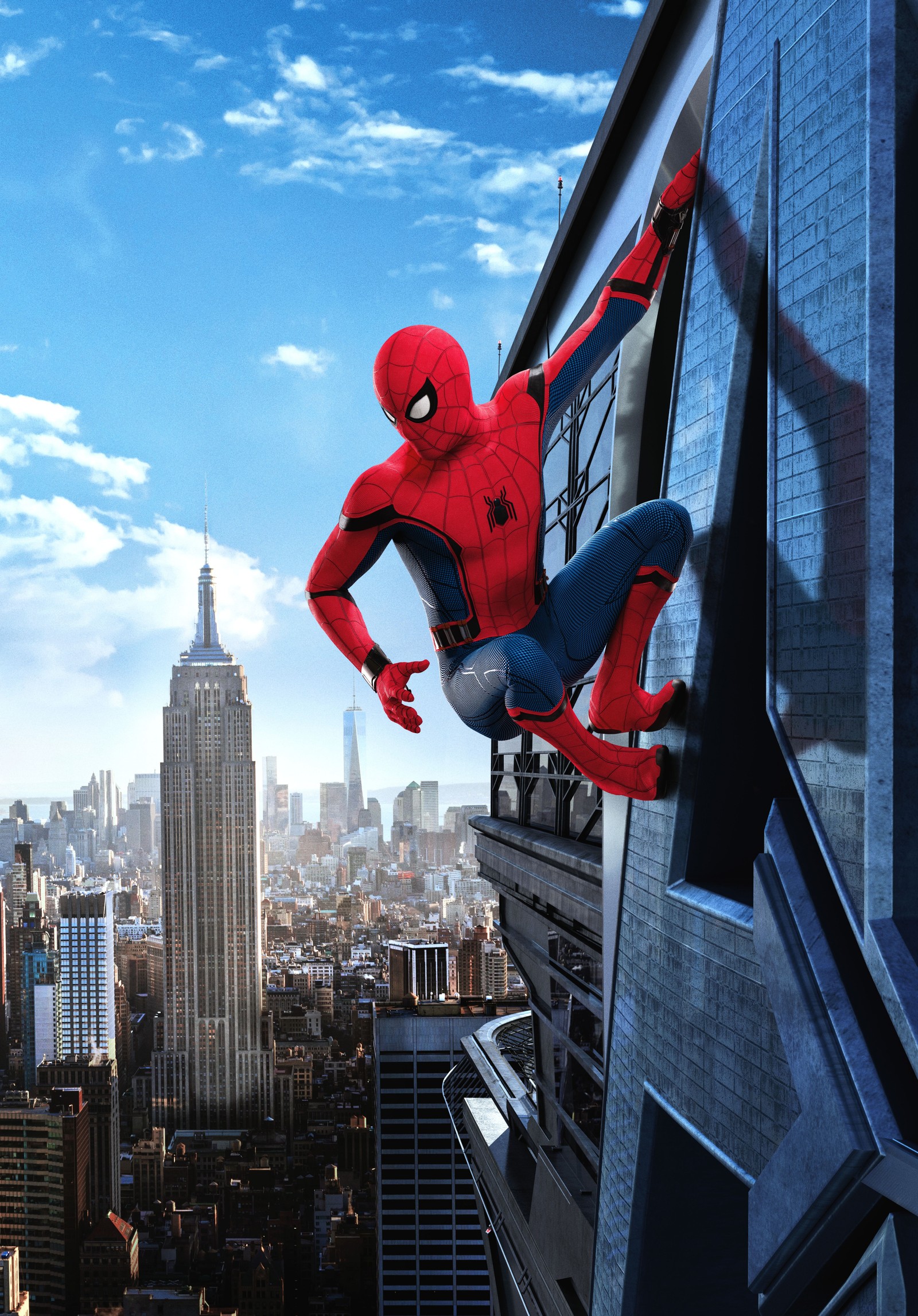 Spider - man on a ledge in the city (avengers, hd, home coming, man, marvel)