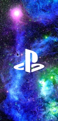 Logo cosmique de PS4 au milieu d'une galaxie colorée