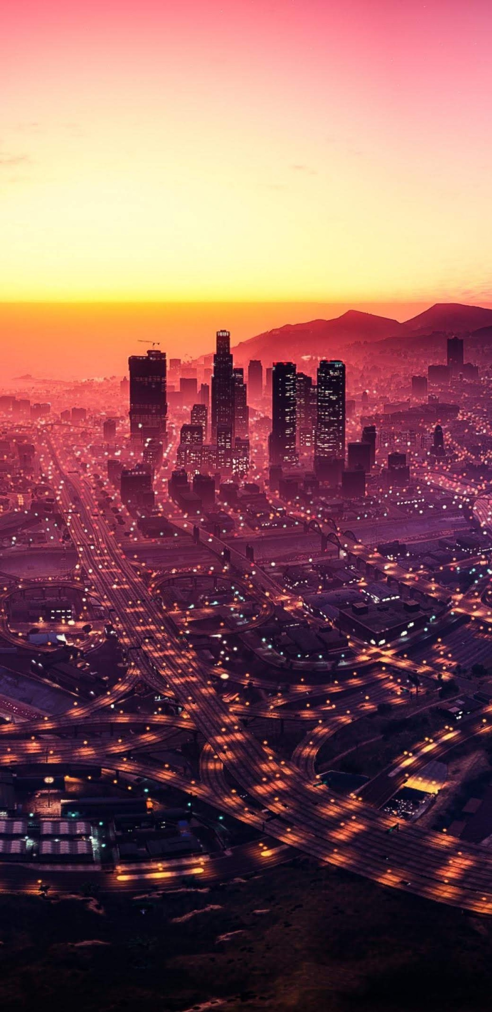 Lade gta 5, gta5, gtav, los santos, sonnenuntergang Hintergrund herunter