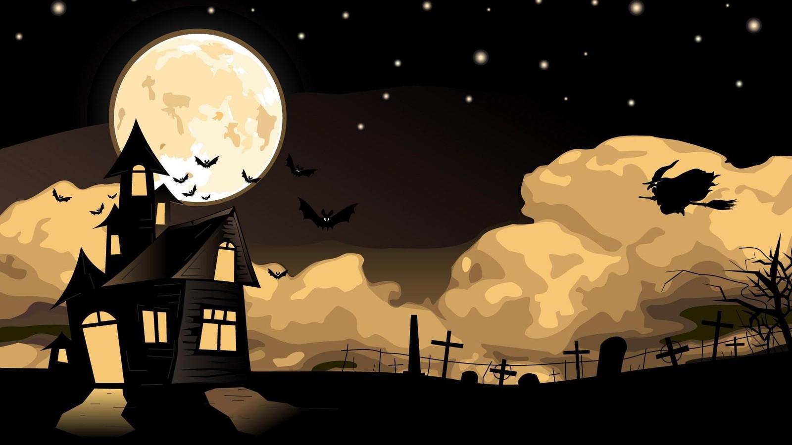 cartoon, illustration, moon, art, night Download Wallpaper