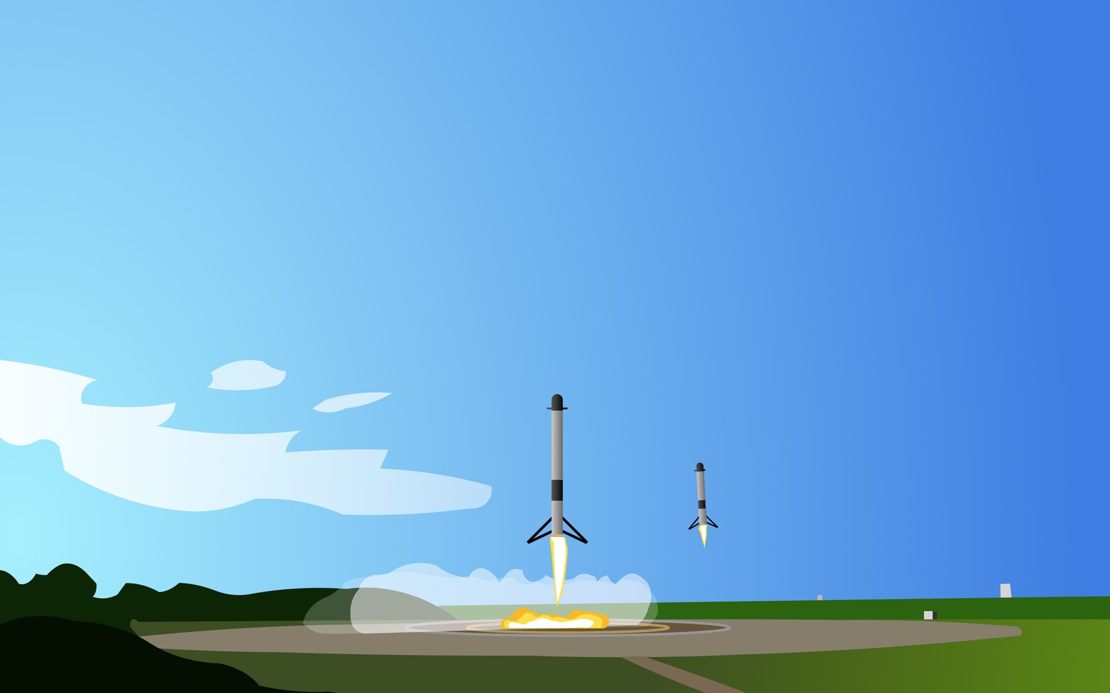 Lade falcon heavy, spacex, rakete, atmosphäre, illustration Hintergrund herunter