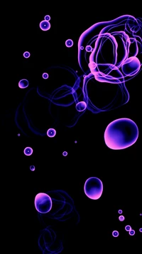 Effets visuels abstraits en violet et azur avec des bulles