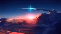 sky, comet, clouds, sunrise, scenery wallpaper