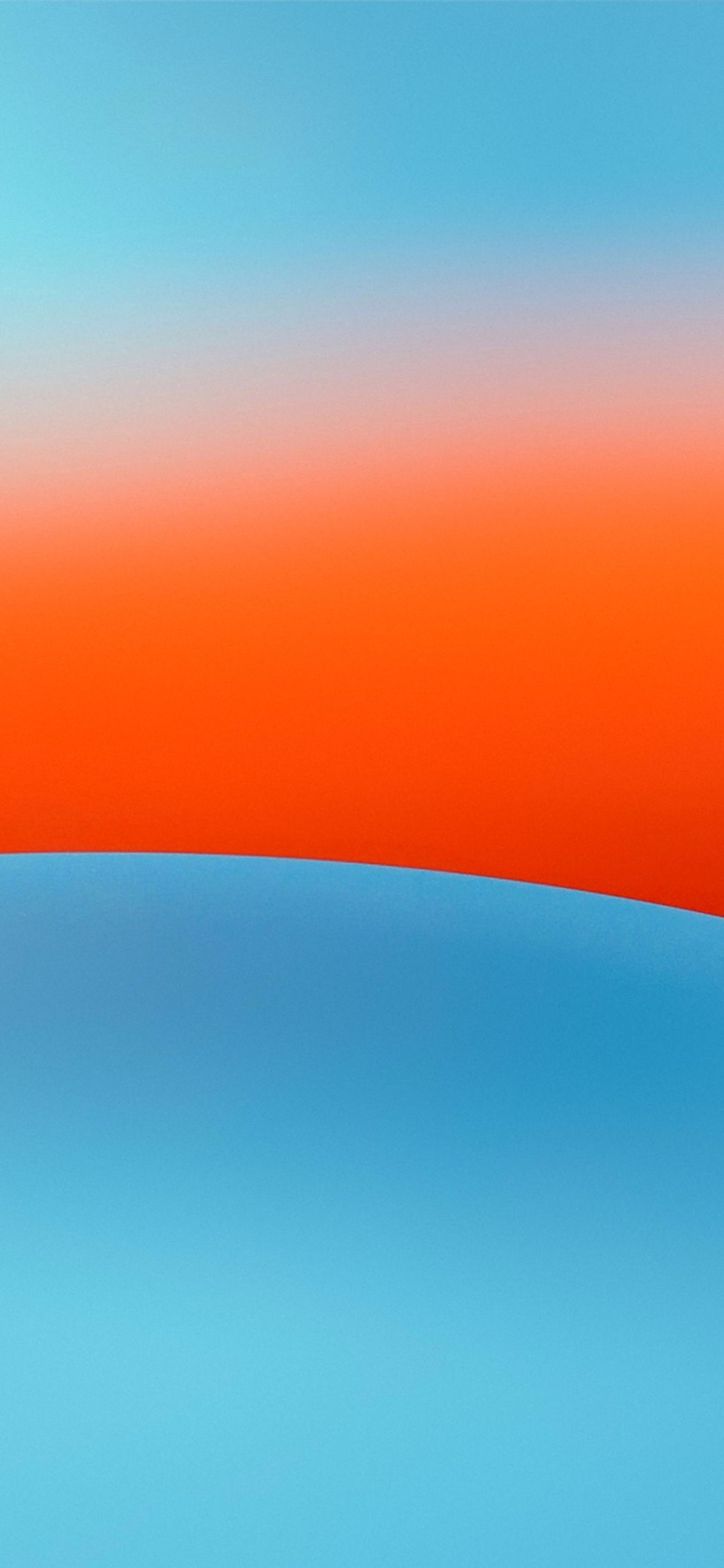 There is a red and blue background with a curved orange and blue background (atmosphere, blue, orange, electric blue, calm)