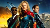 captain marvel movie, movie, brie larson, carol danvers, nick fury wallpaper