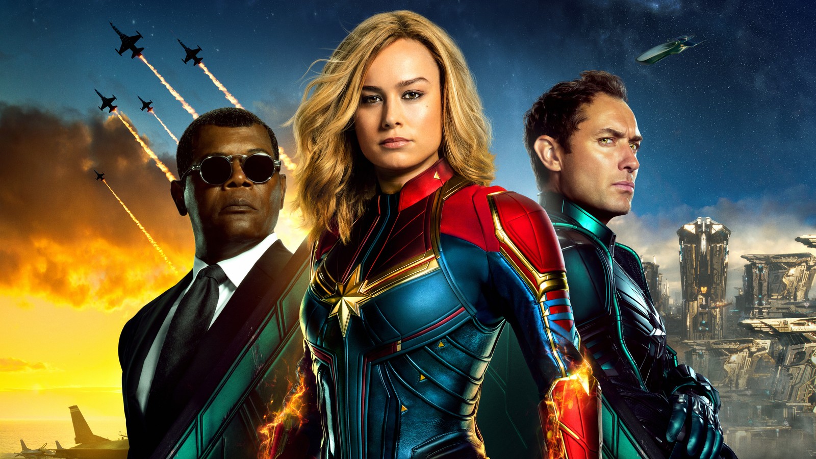 Capitán marvel y los halcones (película de capitana marvel, película, brie larson, carol danvers, nick fury)