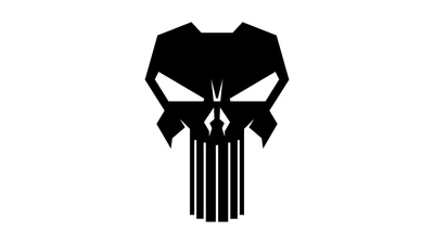 punisher logo, weißer hintergrund, black punisher logo, 5k, 8k