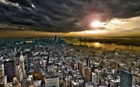 Stunning New York City Nightscape Under Dramatic Skies