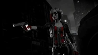 Harley Quinn with a gun in Telltale's Batman: Shadows Edition.