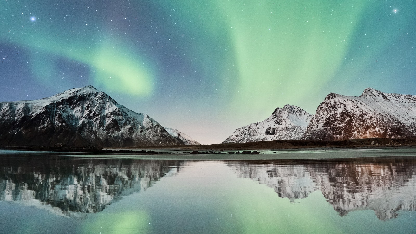 Lade aurora, reise, natur, natürliche landschaft, reflexion Hintergrund herunter