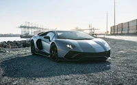 Lamborghini Aventador LP 780-4 Ultimae: A Stunning 2022 Luxury Supercar by the Dock.