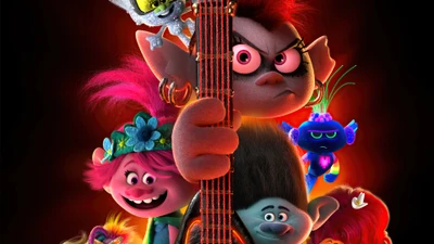 Personnages de Trolls World Tour : Barb, Poppy, Branch et Tiny Diamond